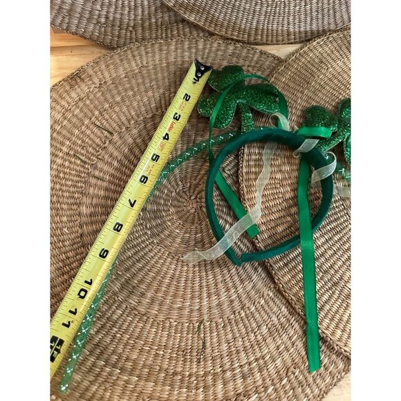 St. Patrick’s Day Shamrock Headbands – Glittery Green with Ribbons - Picture 5 of 6